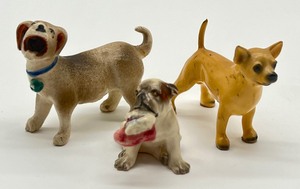 lot 161 image: Three Miniature Vintage Collectible Dog Figurines