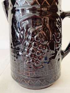 lot 260 image: Antique North Star Stoneware Grape Trellis Pitcher
