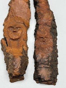 lot 307 image: Pair of Hand Carved Decorative Wood Pieces