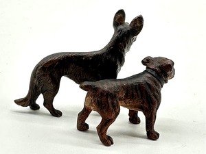 lot 312 image: Two Antique Austria Dog Bronze Figurines