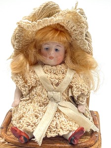 lot 301 image: Antique Miniature Doll and Chair