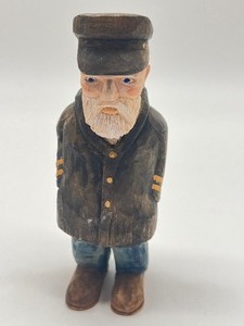 lot 296 image: Two Vintage Hand Carved Wooden Figurines