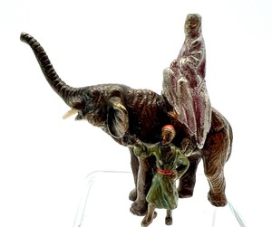 lot 287 image: Austrian Vienna Bronze Miniature Figurine Elephant with Rider