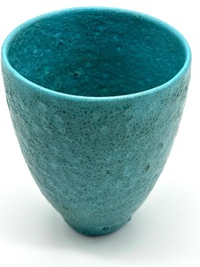 lot 169 image: Vintage Aqua Blue Pottery Vase