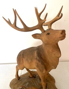 lot 337 image: Stag Woodcarving from Norway by B. Wolle