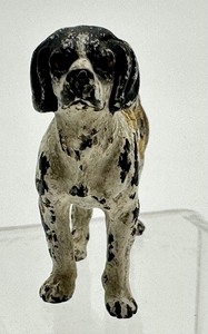 lot 397 image: Antique Miniature Painted Bronze Dog Figurine