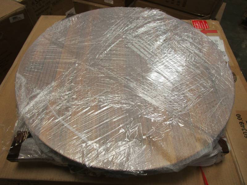 lot 579 image: Noble House Rich Mahogany Brown Round Wooden End Table (NEW IN BOX)
