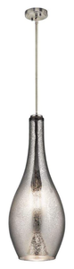 lot 206 image: Kichler Nimer 29.5 1 Light Teardrop Pendant Mercury Glass in Brushed Nickel (OPEN BOX)