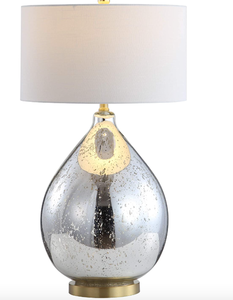 lot 208 image: JONATHAN Y JYL1066A Sasha 30.75 GlassMetal LED Table Lamp Glam Transitional Bohemian Bedside Desk Nightstand Lamp (OPEN BOX)