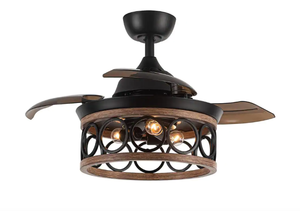 lot 211 image: Mirelle 36 in. Indoor Black Retractable Ceiling Fan with Light Kit and Wall Switch Included (OPEN BOX)