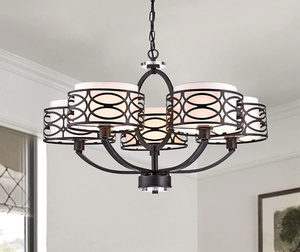 lot 212 image: Greenville Signature 5-Light Drum Chandelier for Bedroom, LivingDining Room, Office (Coffee Black) (OPEN BOX)