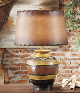 lot 214 image: Crestview Collection CVAVP418 Dakota Table Lamp Lighting in Brown (OPEN BOX)