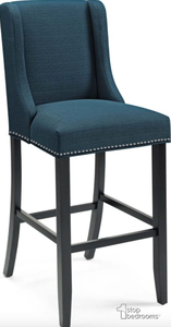 lot 215 image: Baron Azure Upholstered Fabric Bar Stool EEI-3737-AZU (NEW IN OPEN BOX)