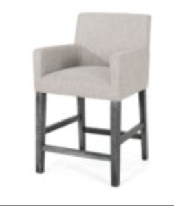lot 232 image: Noble House Deville Fabric Upholstered Wood 26 inch Counter Stool, Light Gray and Gray