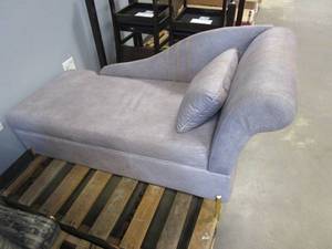 lot 224 image: Upholstered Storage Chaise Lounge with Gold Metal Legs & Matching Pillow (OUT OF PACKAGING)