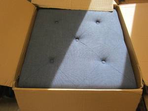 lot 230 image: 29 in x 29 in Blue Denim Storage Ottoman (OPEN BOX)