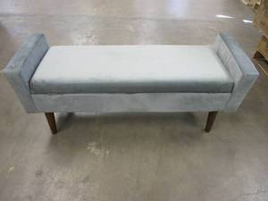 lot 238 image: HomePop Modern Velvet Storage Bench - Aqua Blue (OUT OF PACKAGING)