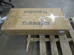lot 250 image: Tribesigns Computer Desk, Modern Writing Desk in White & Gold (UNTESTED, OPEN BOX)