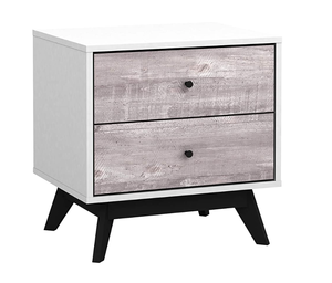 lot 245 image: The Mezzanine Shoppe Crislana Ultra Modern 2 Drawer Bedroom Nightstand, 19.75 in Gray & White
