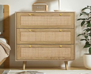 lot 247 image: Anmytek Dresser for Bedroom with 3 Drawers, Modern Wood 3 Drawer Dresser in Rustic Oak