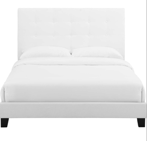 lot 252 image: Melanie Queen Platform Bed in Tufted White Velvet by Modway (OPEN BOX)