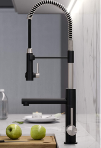 lot 278 image: Kraus KPF-1603SFSMB Artec Pro 2-Function Commercial Style Pre-Rinse Kitchen Faucet with Pull-Down Spring Spout and Pot Filler, 24.75 inch, Spot Free Finish
