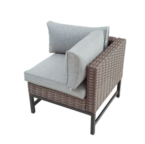 lot 304 image: Patio Festival Wicker Left Arm Outdoor Sectional Chair with Gray Cushions