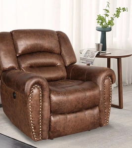 lot 316 image: Ebello Classic Single Sofa Home Theater Recliner Seating in Brown (BOX IS DAMAGED, PRODUCT APPEARS UNAFFECTED)