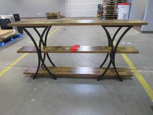 lot 317 image: 71 Modern Long Narrow Console Table w Storage, 3-Tier Sofa Table