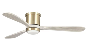 lot 324 image: Parrot Uncle Low Profile Ceiling Fan with Lights 52 Inch Modern Flush Mount Ceiling Fan with Remote Control, Pale Gold
