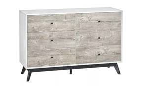 lot 353 image: Crislana Mid-Century Modern 6 Drawer Dresser GrayWhite (2 BOXES TOTAL)