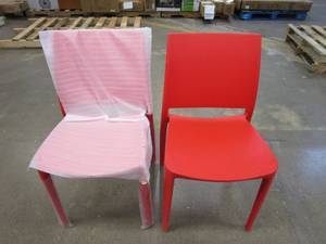 lot 338 image: Lagoon Sensilla Red Stack-Able Dining Chair - SET OF 2