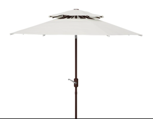 lot 361 image: Lorenia 9ft Double Top Market Umbrella in White (OPEN BOX)