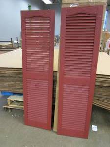 lot 360 image: Mid America Open Louver Vinyl Shutters (1 Pair) - 14.5 in. x 54.5 in. in Burgundy Red
