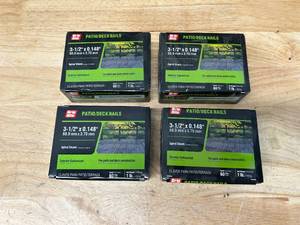 lot 89 image: GRIP-RITE Lot of 4 Boxes of- #9 x 3-12 in. 16-Penny Hot-Galvanized Spiral Shank Deck Nails (1 lb. Per Pack)