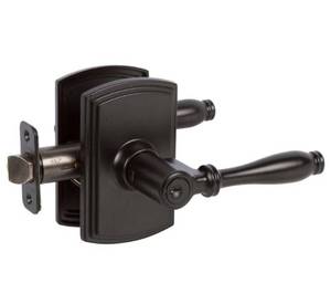 lot 27 image: DELANEY HARDWARE Lot of 2- Italian Collection Sorado Black Keyed Entry Door Handles
