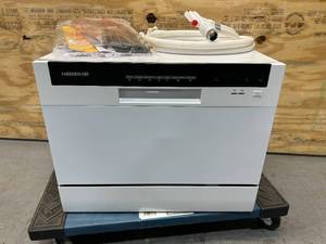 lot 102 image: FABERWARE Professional FCD06ABBWHA Compact Portable Countertop Dishwasher with 6 Place Settings and Silverware Basket, LED Display, Energy Star, White