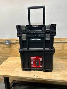 lot 37 image: HUSKY 22 in. Connect Rolling System Plastic Tool Box