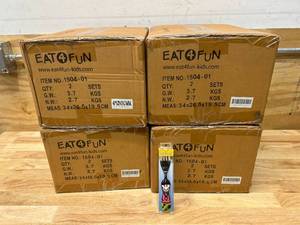 lot 125 image: EAT FOR FUN Lot of 4 Cases of- Kids Forks (80 Per Case)