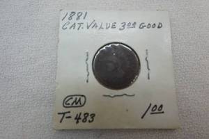 lot 1 image: 1881 Cat. Value Indian Head Penny
