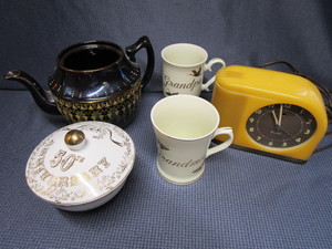 Vintage Moonbeams Alarm, Teapot, Mugs