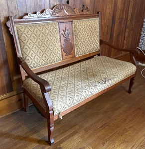 lot 82 image: Vintage Victorian Upholstered Bench