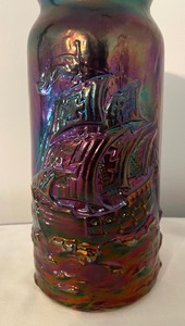 lot 87 image: Fenton Art Glass Cobalt Blue Carnival Mayflower Ship Vase