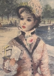 lot 207 image: Pair of Vintage 1950s High Fashion French Impressionist Style Cherry Jeffe Huldah Framed Prints