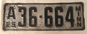 lot 210 image: Vintage Minnesota License Plates including 1925 Vintage Minnesota License Plate