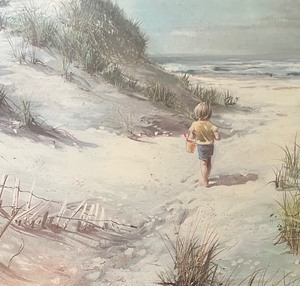 lot 226 image: A Day at the Beach Framed Lithograph Print by Adolf Sehring