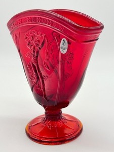 lot 39 image: Fenton Glass Ruby Red Dancing Ladies Fan Vase