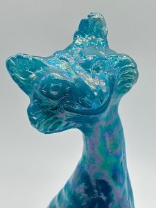 lot 36 image: Vintage Fenton Sky Blue Iridized 11 Alley Cat