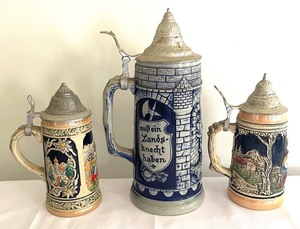 lot 333 image: Six Collectible Vintage Steins