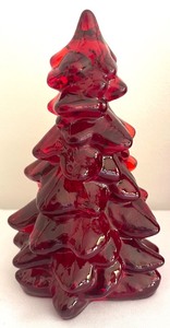 lot 342 image: Set of Three Ruby Red Glass Trees by Mosser